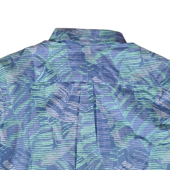 Vineyard Vines Performance Polo Shirt Mens M Tropical Leaves Hawaiian Blue Green - Picture 6 of 8